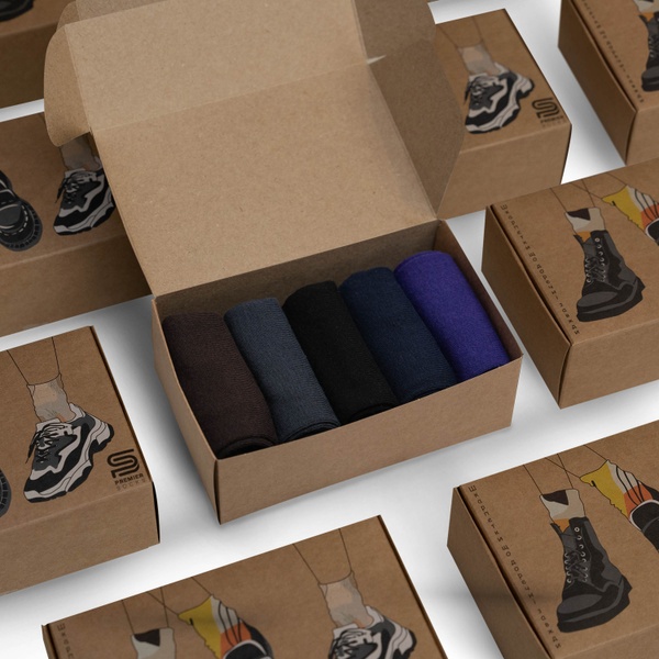 Set of socks Premier Socks Color, monotone, unisex, 5 pairs in a set, size 36-39, 40-42